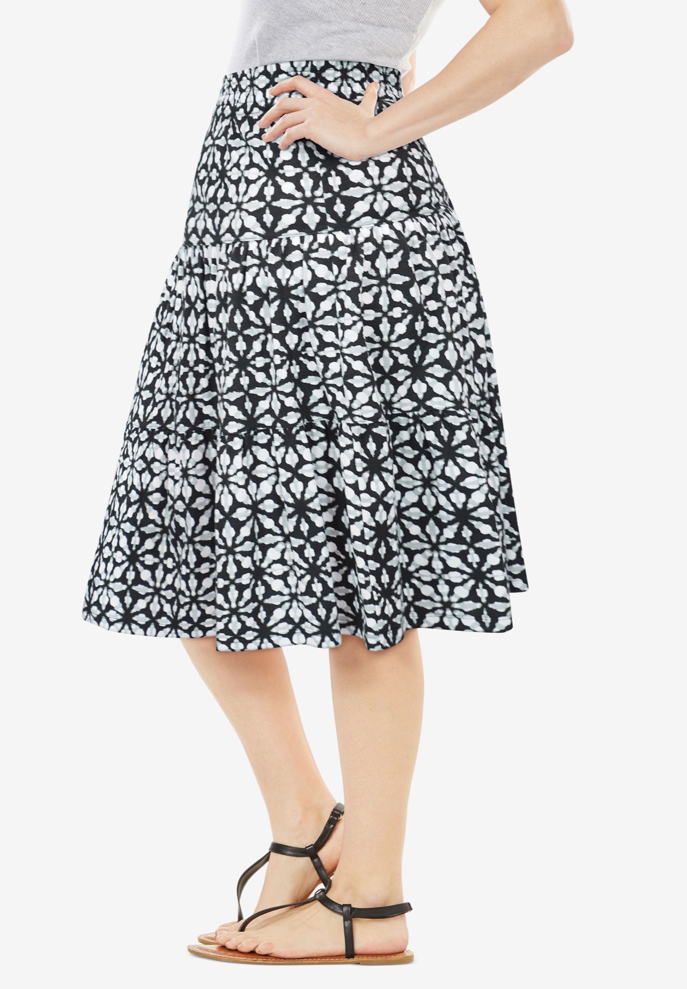 Woman Within Plus Size Elastic-Waist Knit Tiered Skirt - Picture 13 of 47