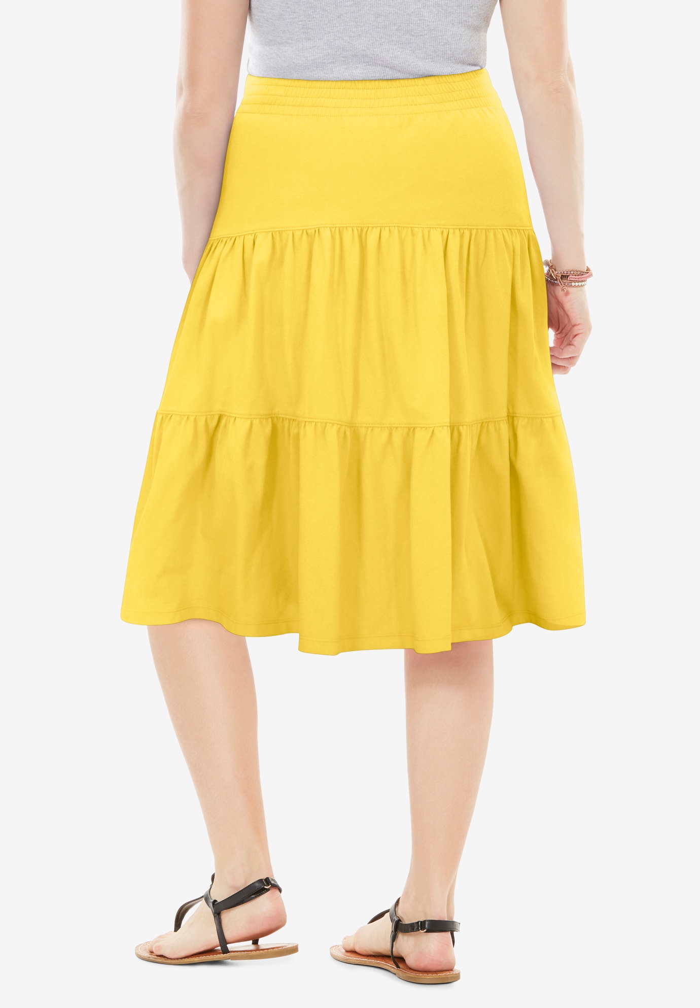 Woman Within Plus Size Elastic-Waist Knit Tiered Skirt - Picture 31 of 47