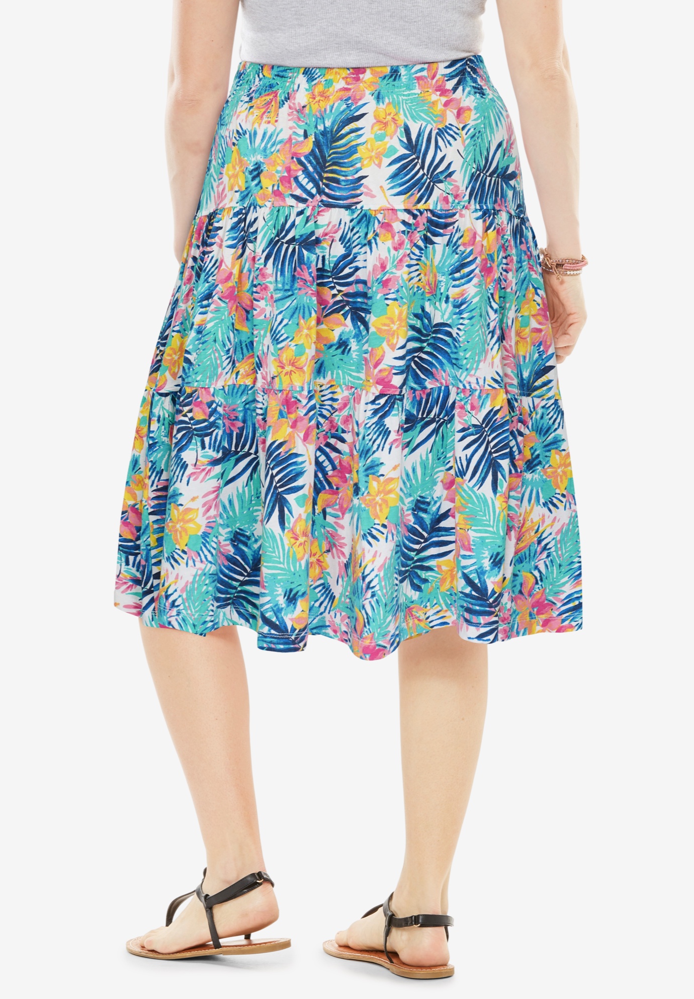 Woman Within Plus Size Elastic-Waist Knit Tiered Skirt - Picture 43 of 47