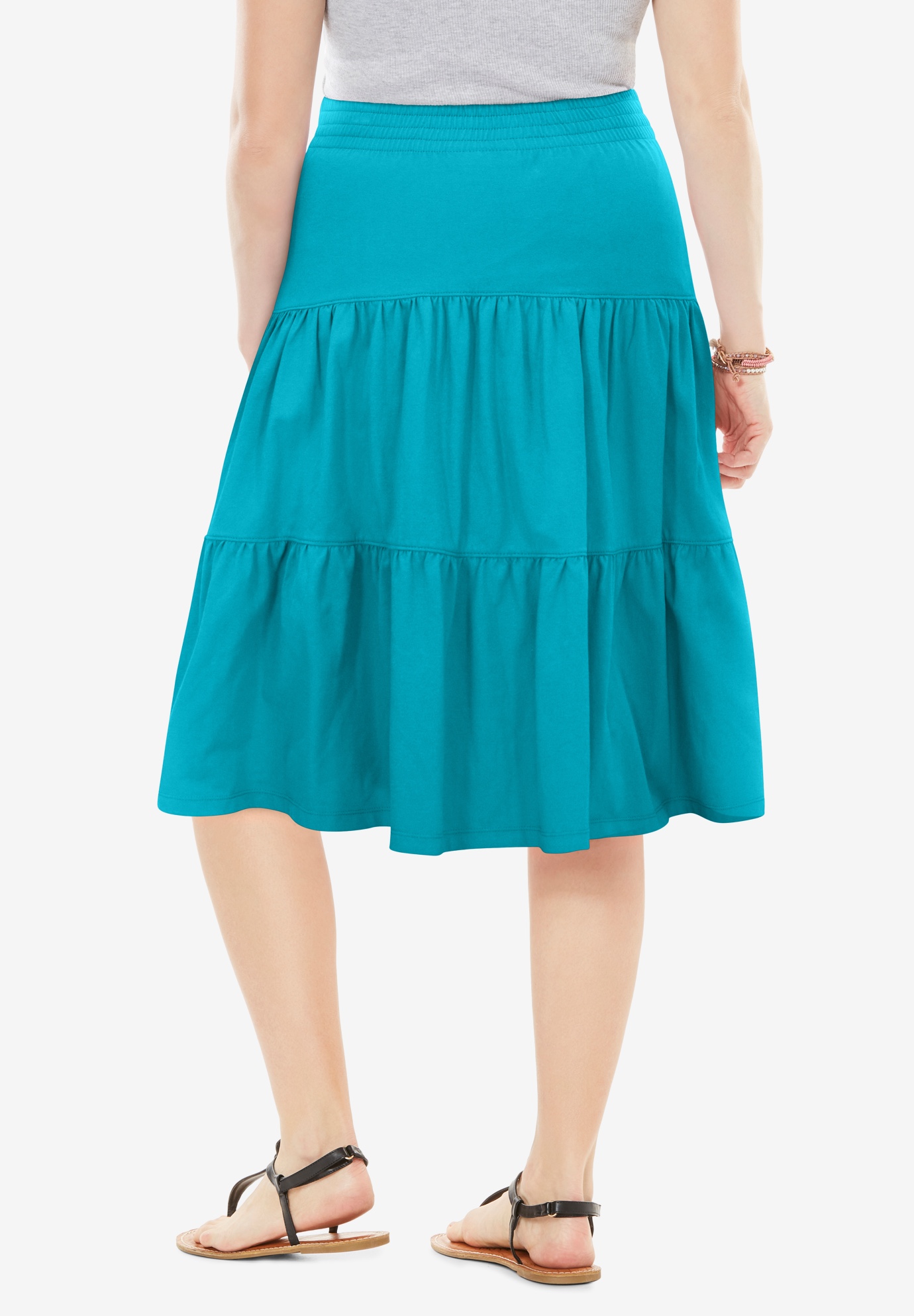 Woman Within Plus Size Elastic-Waist Knit Tiered Skirt - Picture 28 of 47