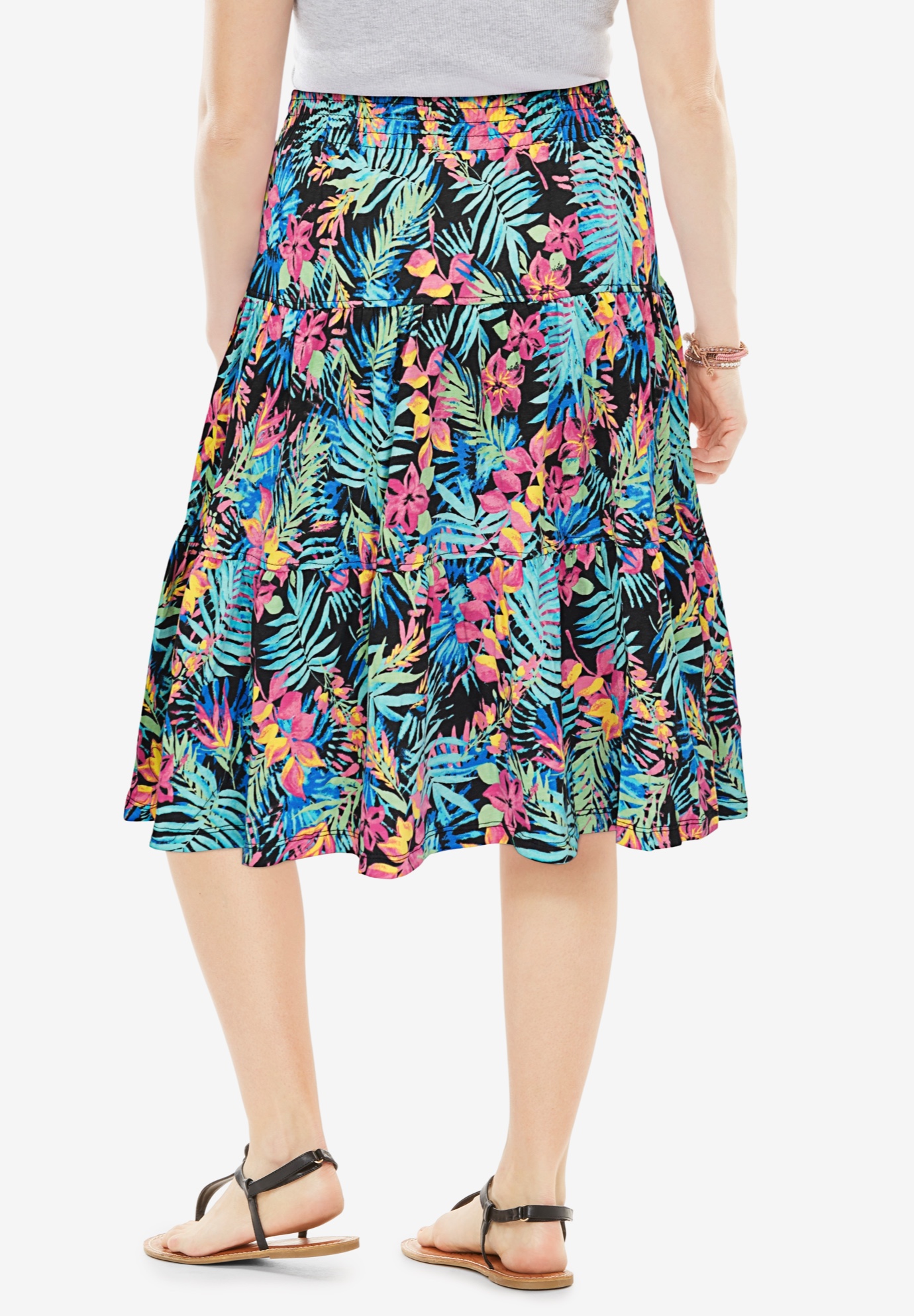 Woman Within Plus Size Elastic-Waist Knit Tiered Skirt - Picture 9 of 47