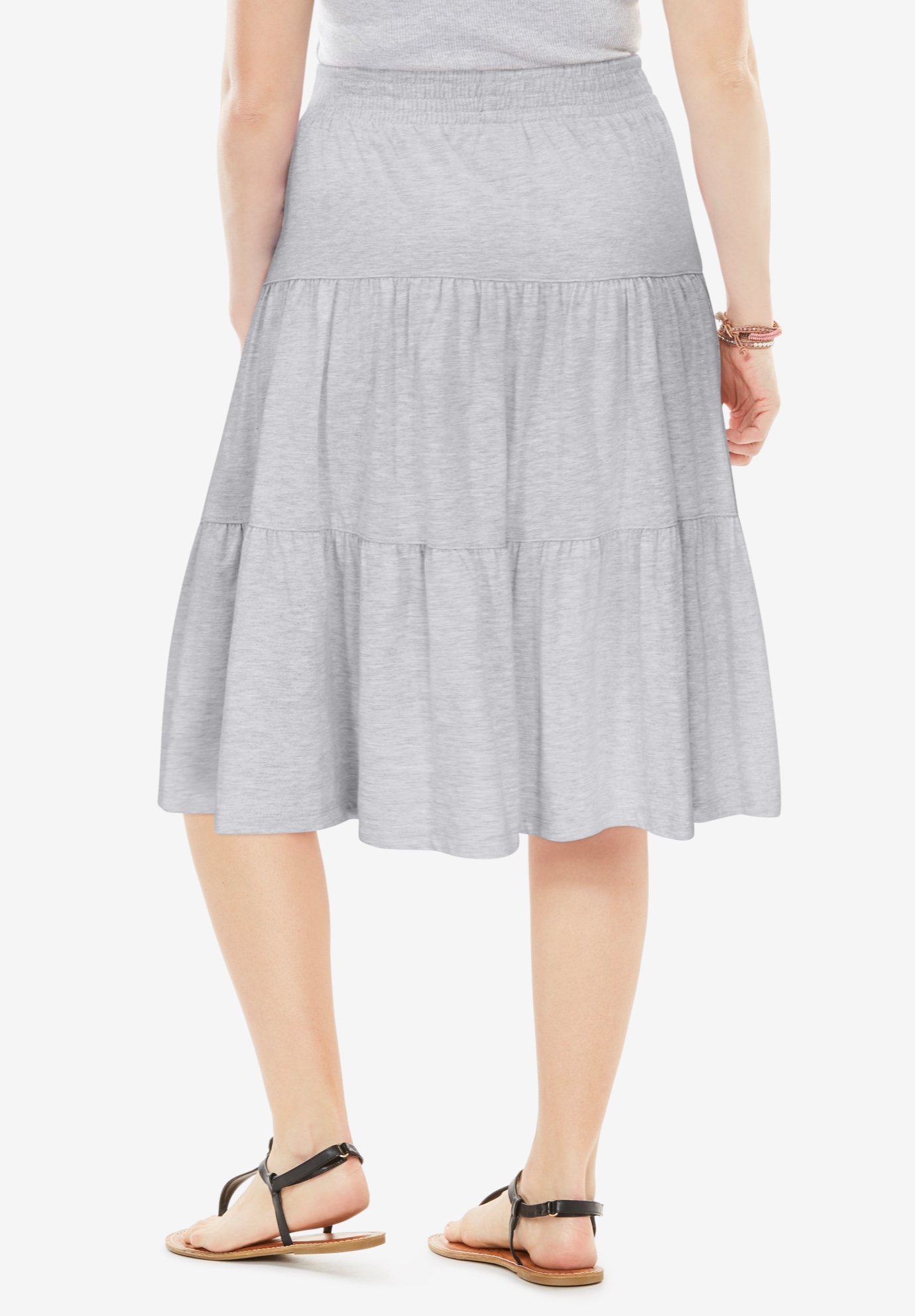 Woman Within Plus Size Elastic-Waist Knit Tiered Skirt - Picture 18 of 47