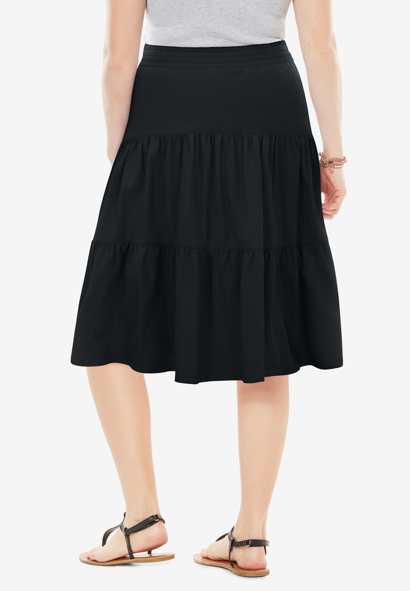 Woman Within Plus Size Elastic-Waist Knit Tiered Skirt - Picture 6 of 47
