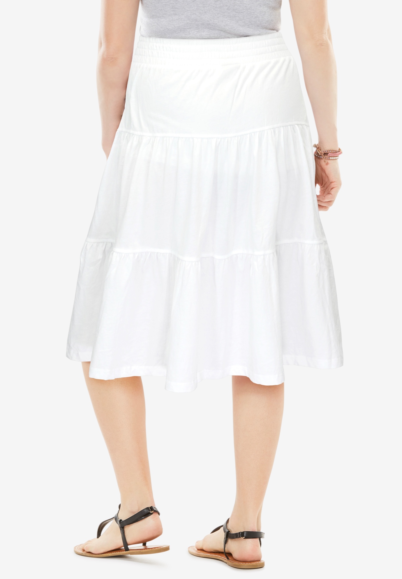 Woman Within Plus Size Elastic-Waist Knit Tiered Skirt - Picture 40 of 47