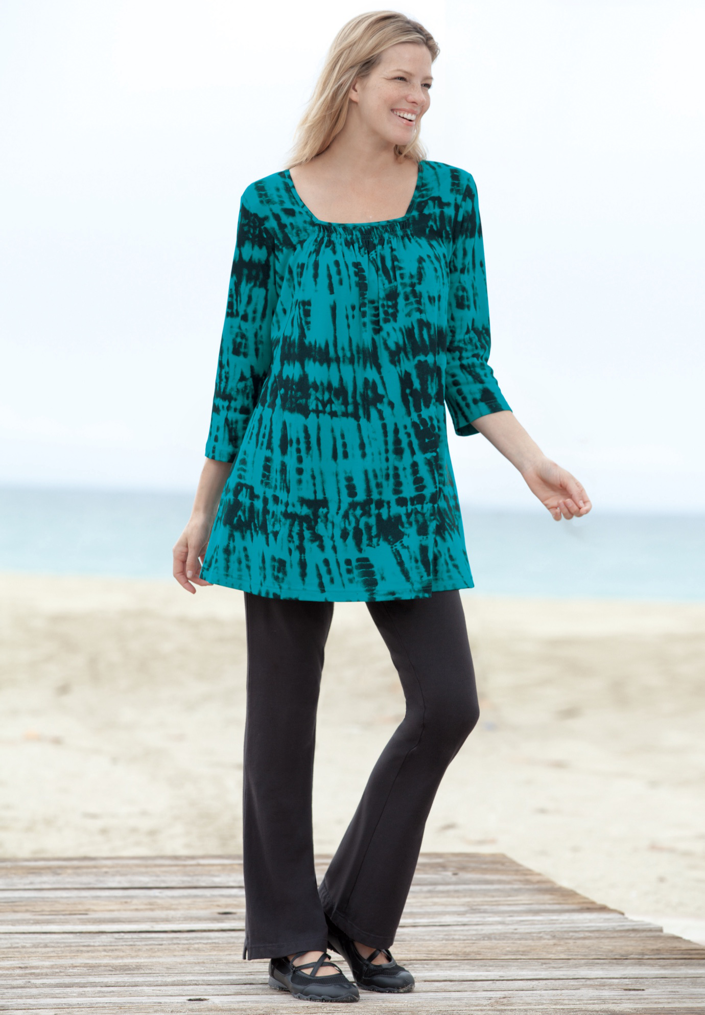 Woman Within Plus Size Stretch-Cotton Knit Pull-On Bootcut Leggings - Picture 15 of 58