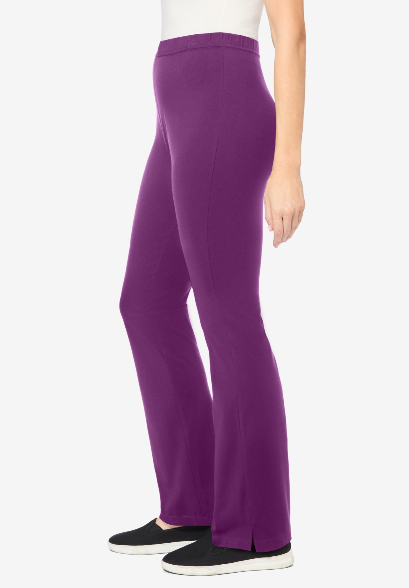 Woman Within Plus Size Stretch-Cotton Knit Pull-On Bootcut Leggings - Picture 56 of 58