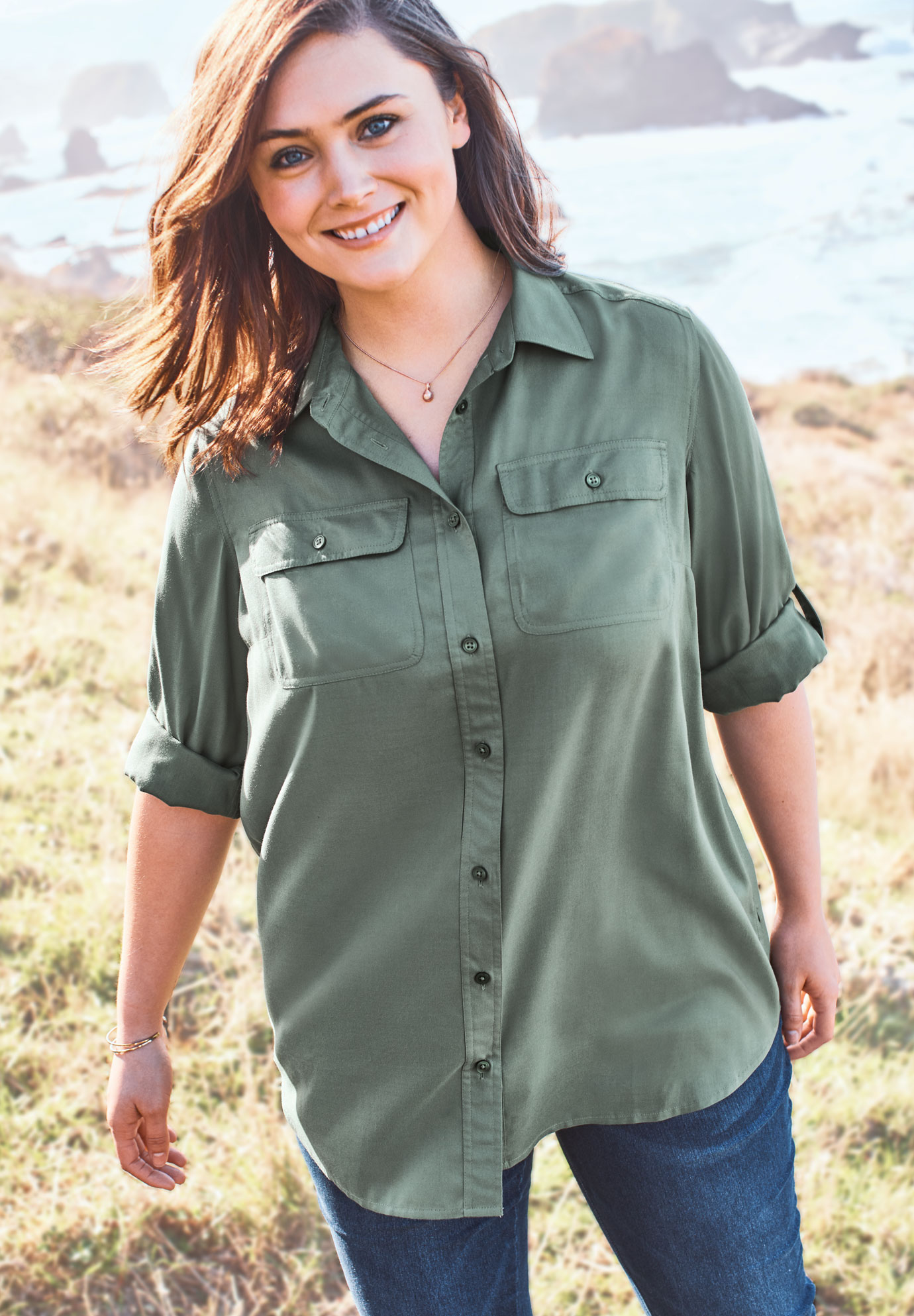 Plus Size Utility Button Down Shirt | eBay