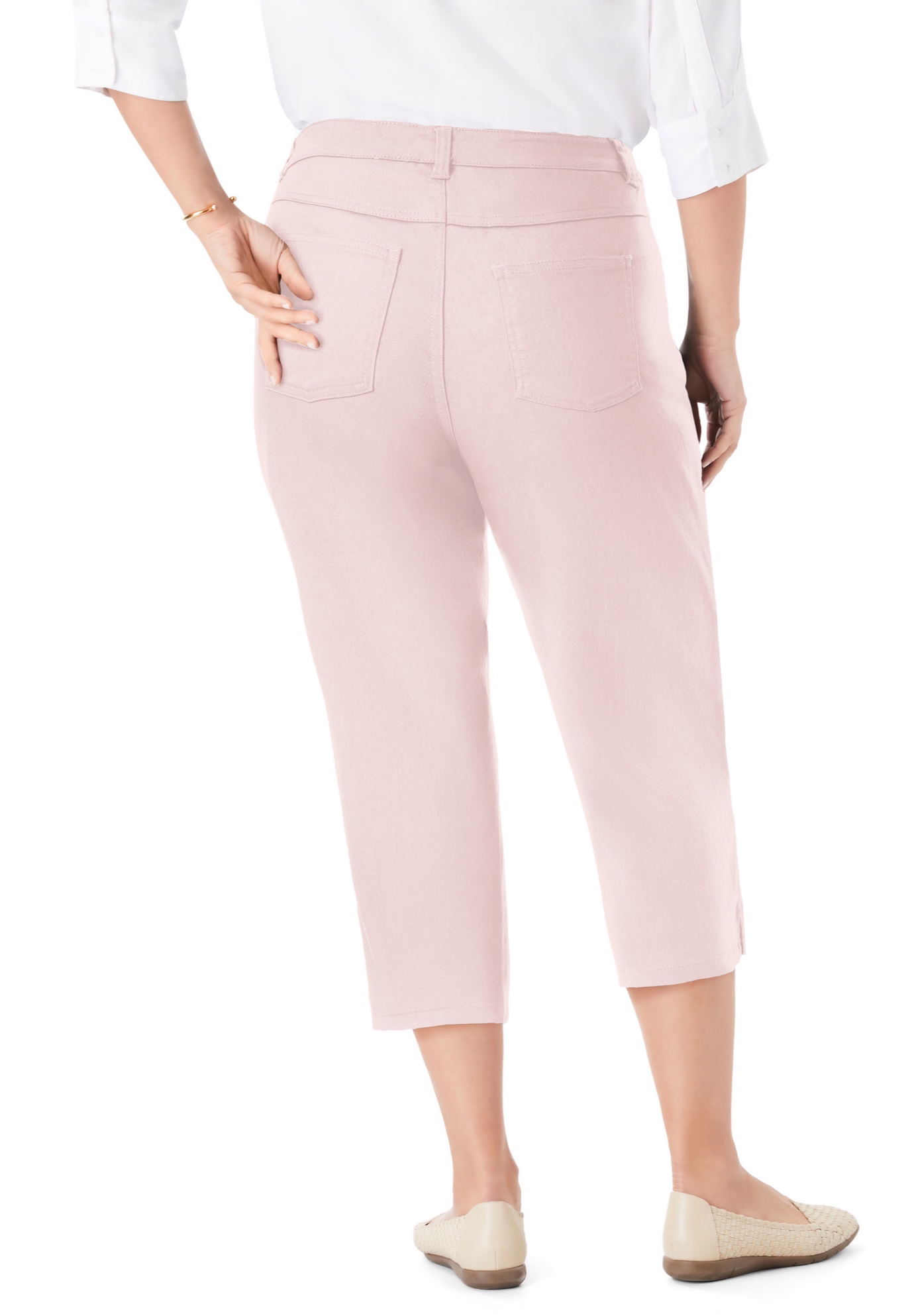 Woman Within Plus Size Stretch Denim Five-Pocket Capri Jeans - Picture 23 of 65