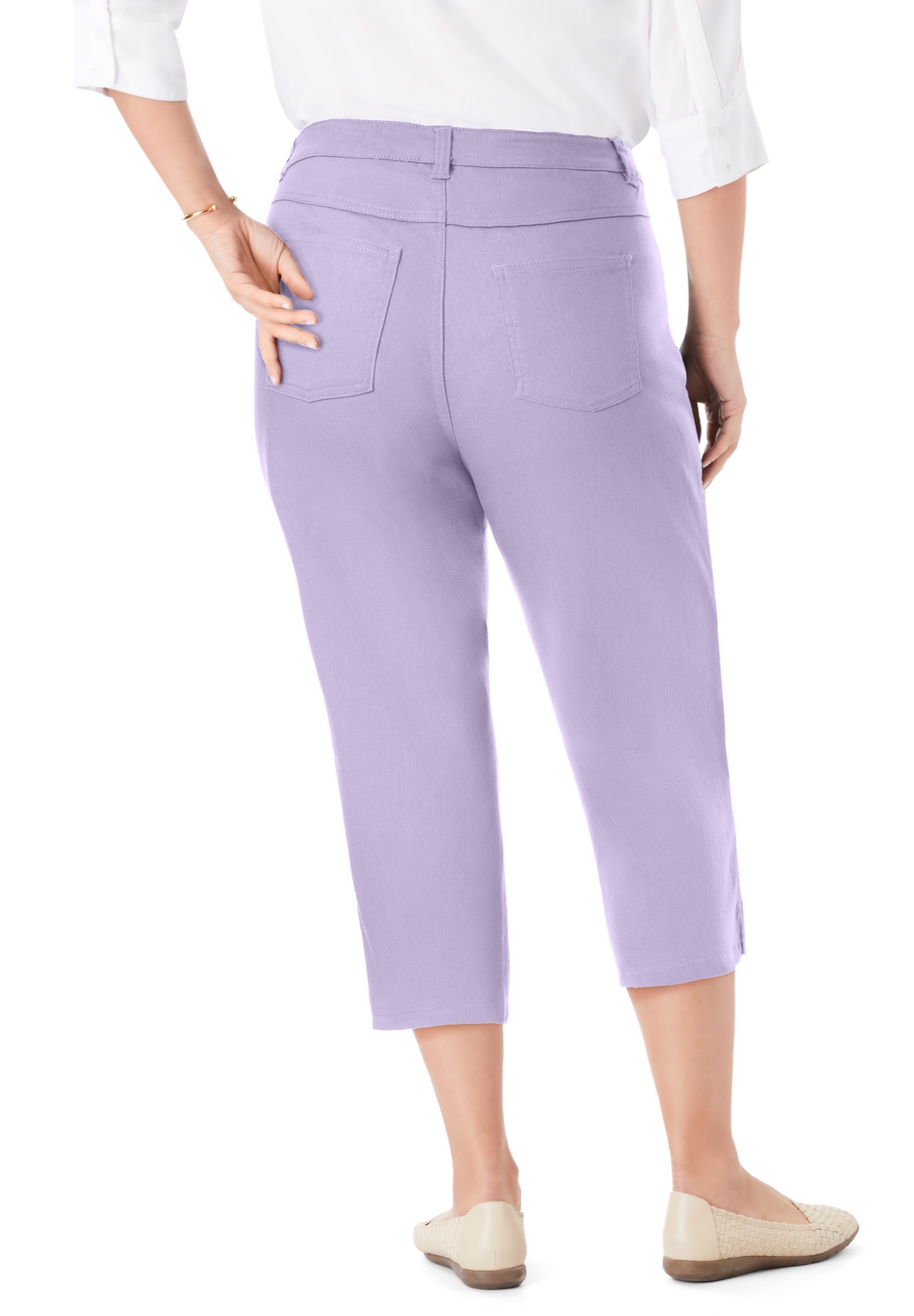 Woman Within Plus Size Stretch Denim Five-Pocket Capri Jeans - Picture 57 of 65