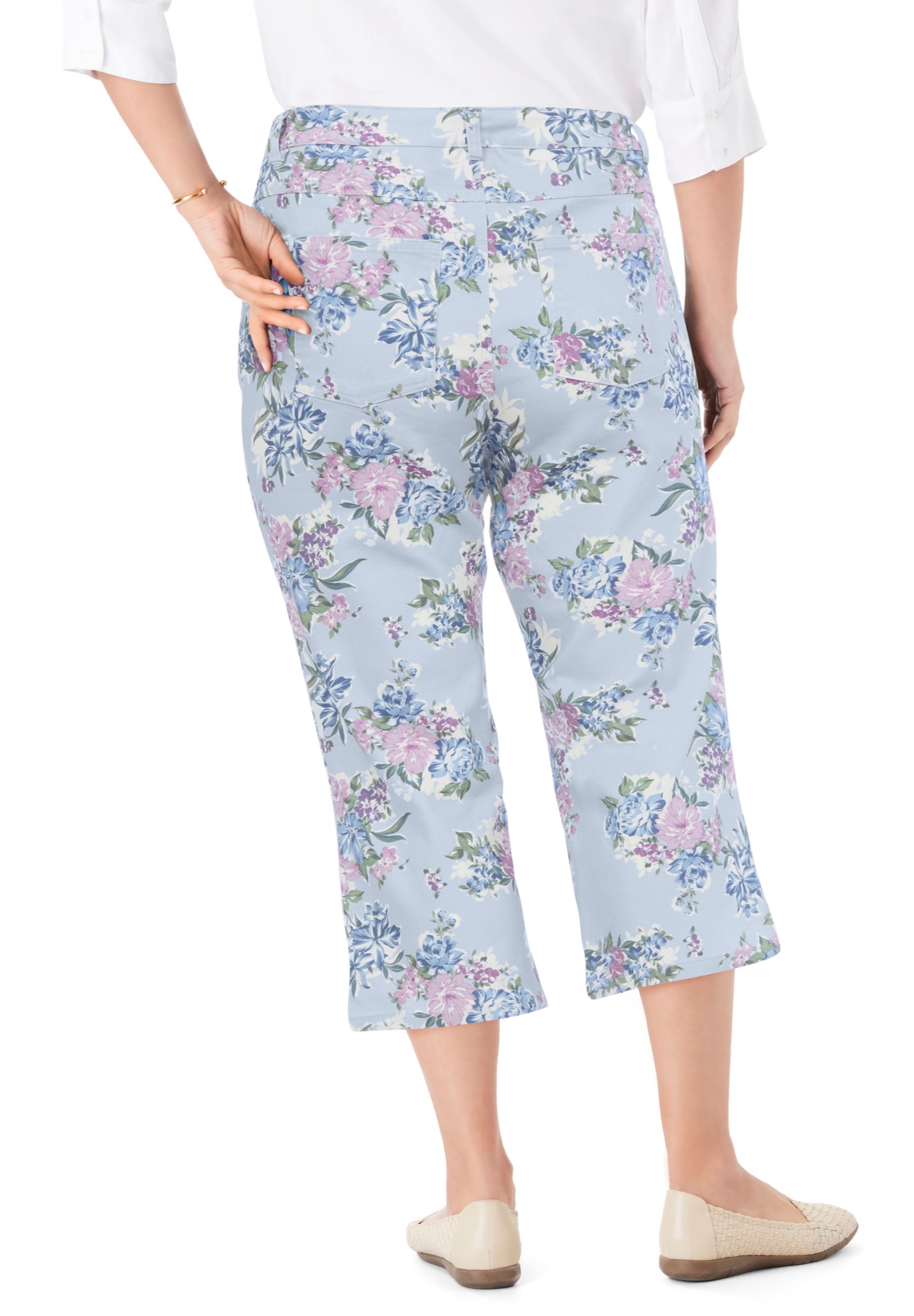 Woman Within Plus Size Stretch Denim Five-Pocket Capri Jeans - Picture 63 of 65