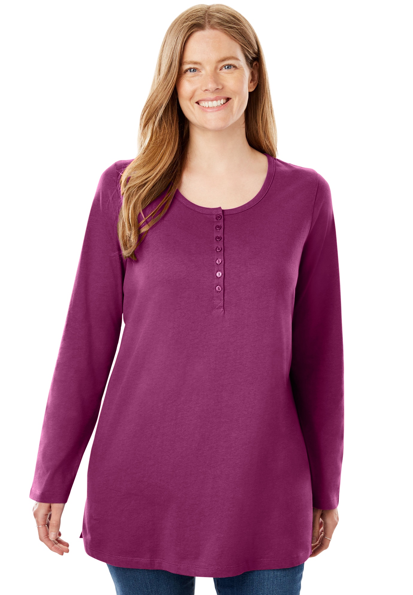 Long-Sleeve Henley Tee Shirt | eBay