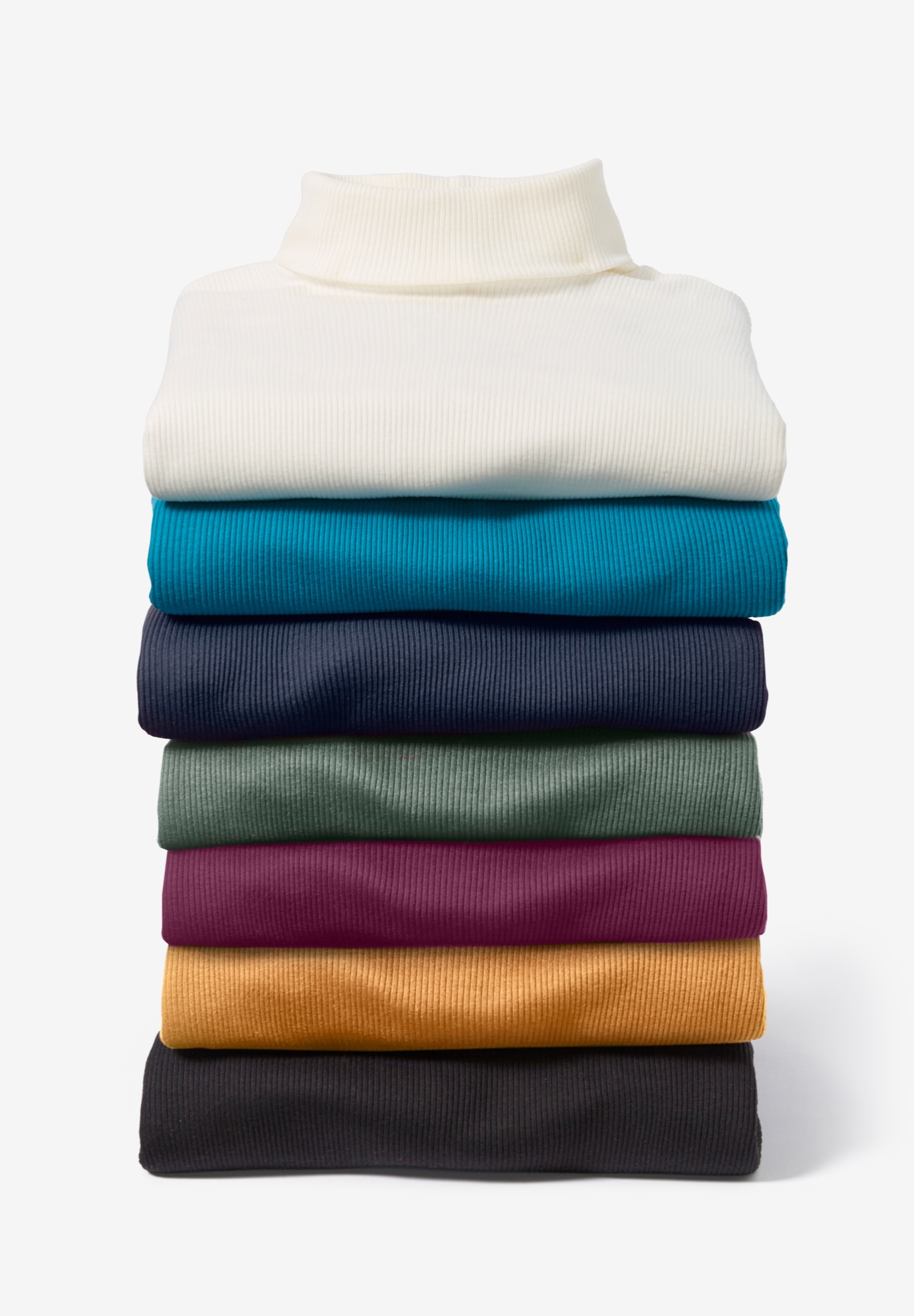 Woman Within Plus Size Ribbed Short Sleeve Turtleneck