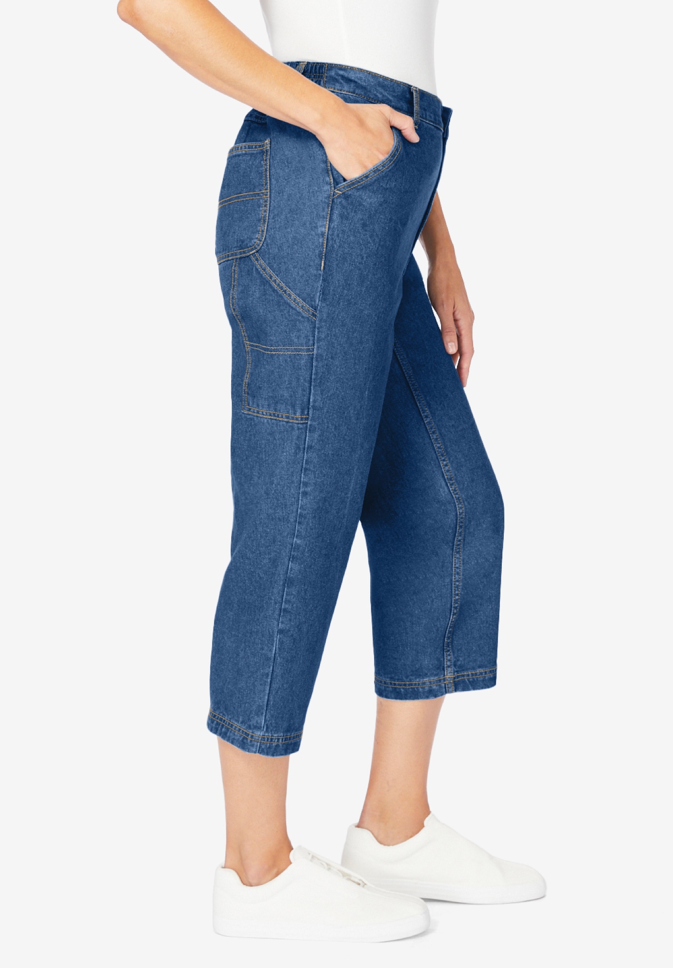 Woman Within Plus Size Carpenter Denim Capri - Picture 10 of 18