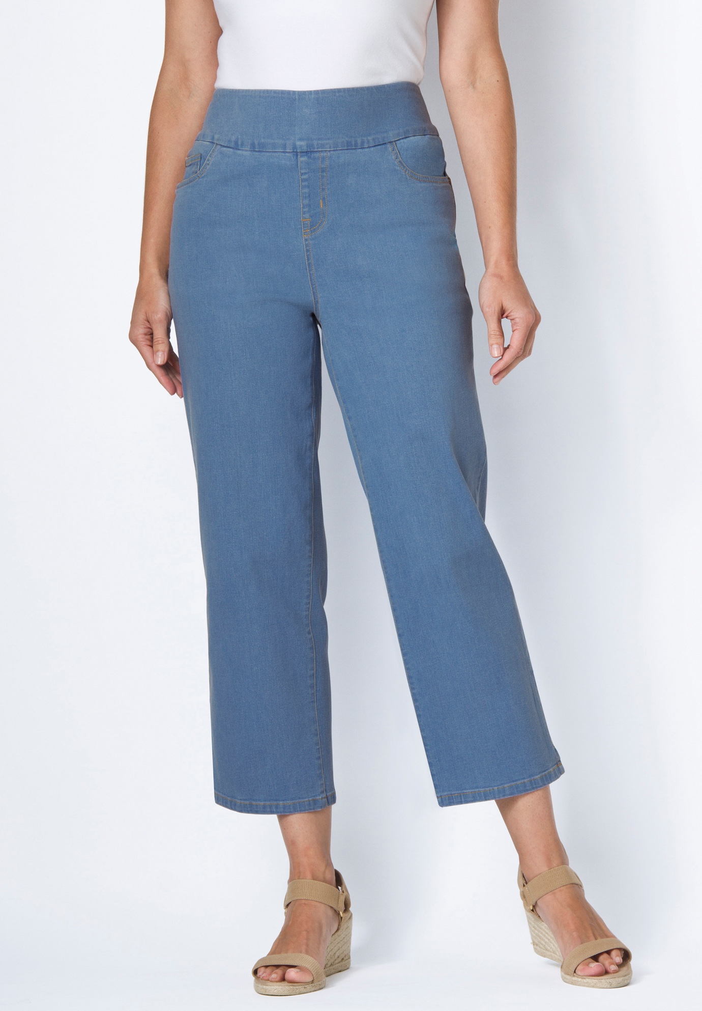 Plus Size Petite Pull-On Denim Capri | eBay