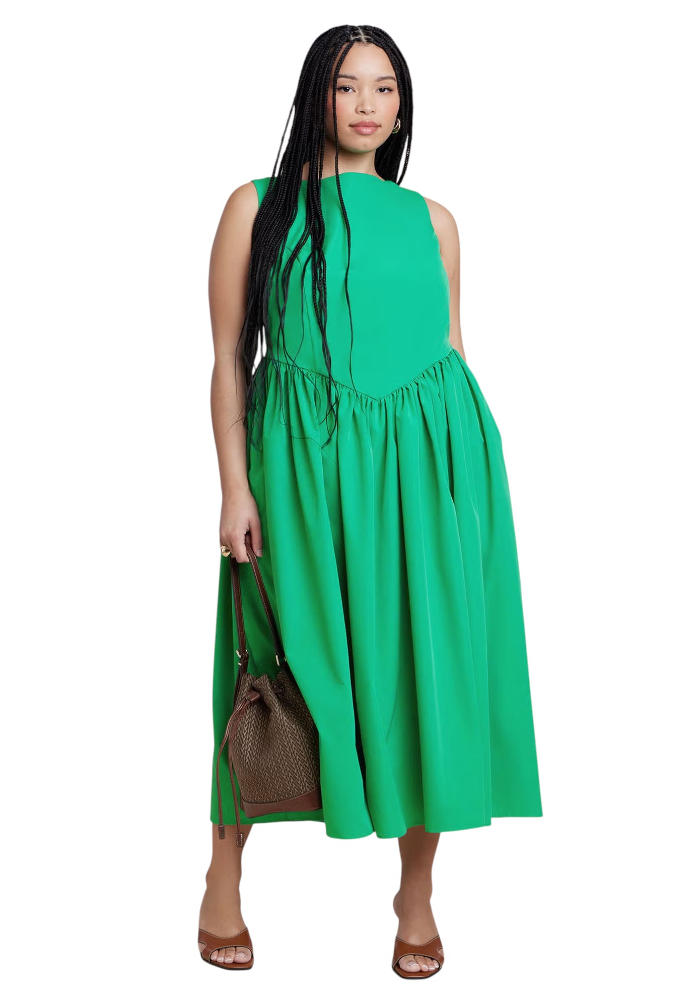 ELOQUII Women's Plus Size Boat Neck Flare Midi Dress, Size: 18, Red ELOQUII Women's Plus Size Boat Neck Flare Midi Dress, Size: 18, Red