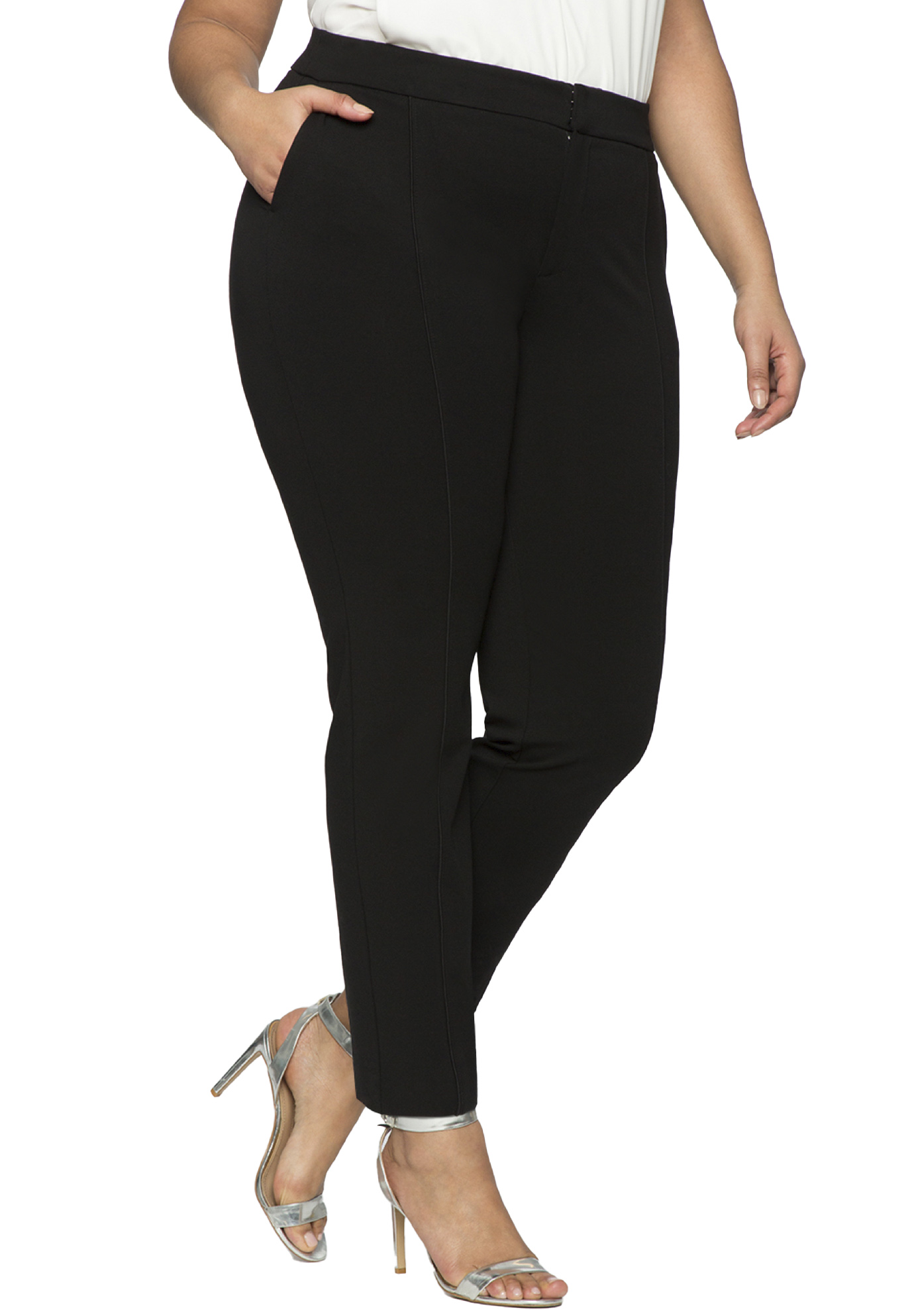 Eloquii Women's Plus Size Petite The Ultimate Stretch Suit Pintuck Pant