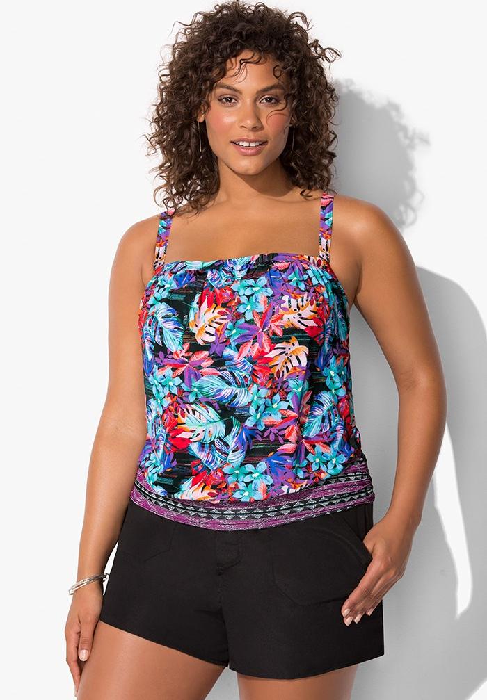 bandeau tankini with shorts
