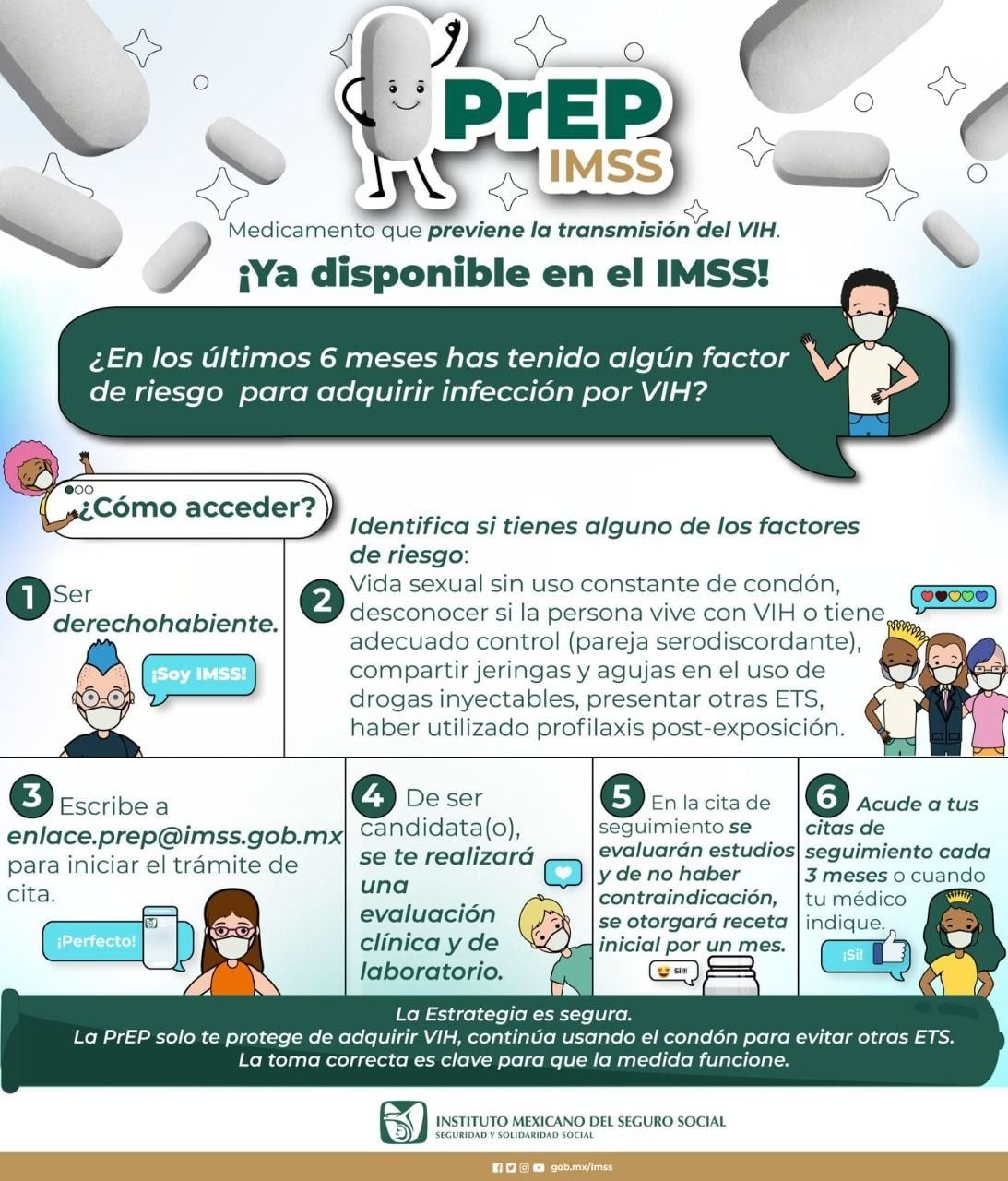 Podrán solicitar tratamiento PREP derechohabientes del IMSS 🏳️‍🌈 💊🏥