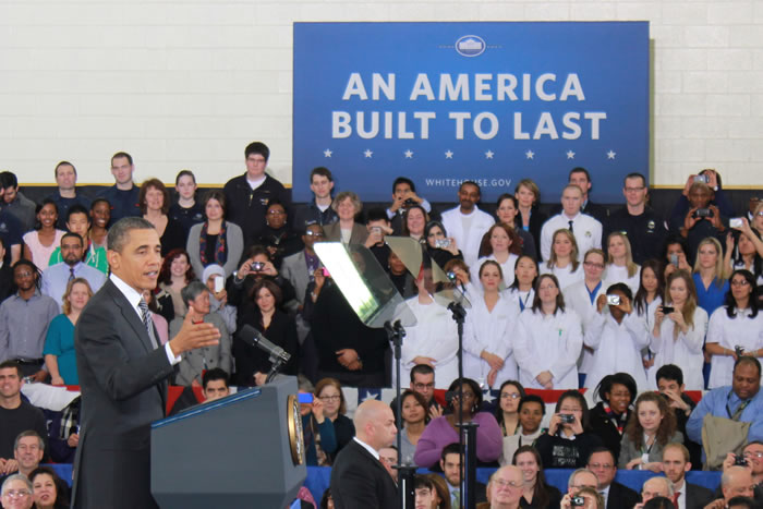 President Obama at Northern Virginia Community College, Feb. 13, 2012. (Photo: David Stegon) 2012_02_obamabudget2