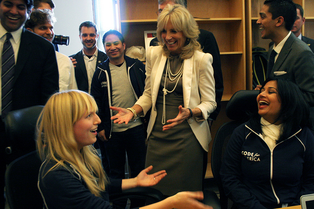 Dr. Jill Biden meets with Code for America Fellows at the organization's San Francisco headquarters. Photo: Code for America 2012_01_codeforamerica2