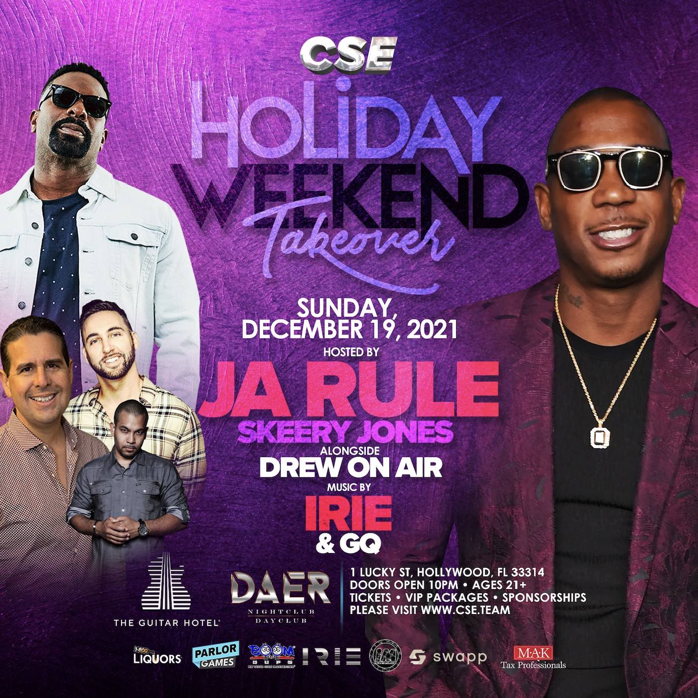 Celebrity Sports Entertainment presents… CSE Holiday Weekend Takeover … Sunday, December 19th