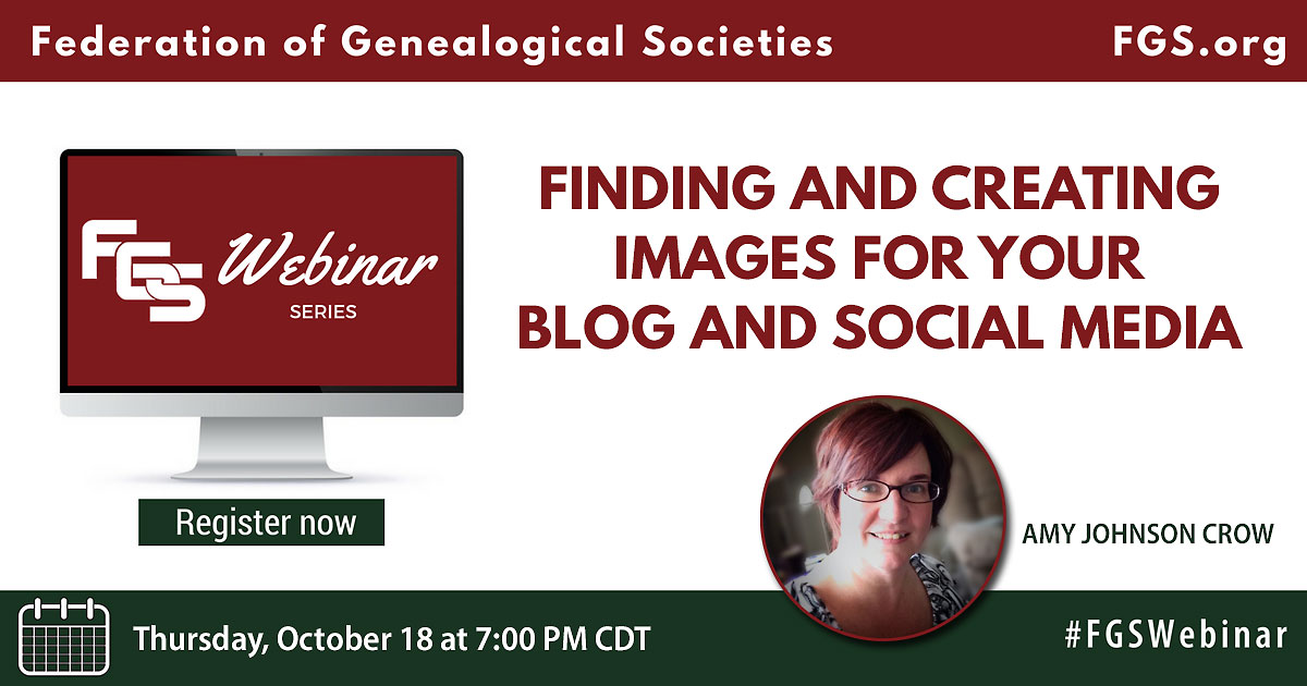 webinar, free, images, genealogy, societies, Amy Johnson Crow