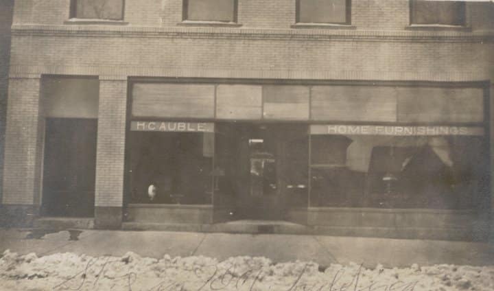 Outside the original Orrville store in the I.O.O.F. building (Now City Hall).