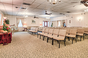 Beck Funeral Home chapel seating 2