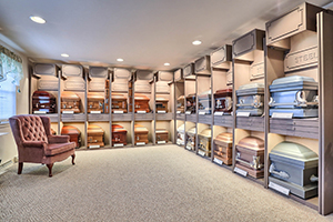 Beck Funeral Home casket room display