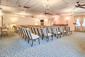 Beck Funeral Home chapel seating interior