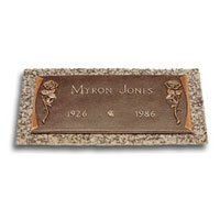 Tea Rose Individual Bronze Memorial mounted on a granite base