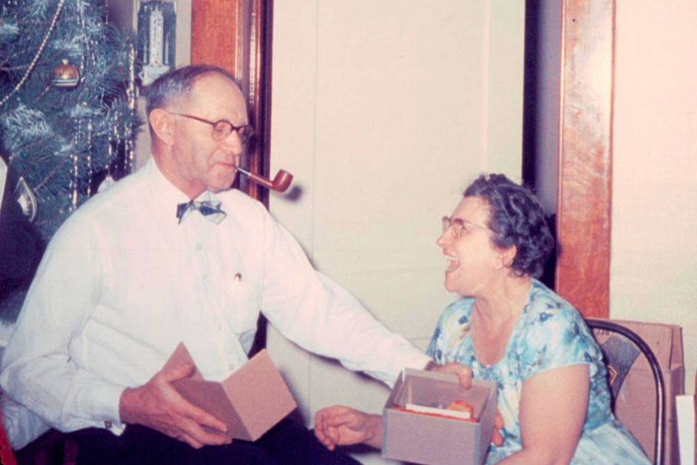 Ora and Marion Snyder, Christmas Eve 1956 in the living quarters above the Bellville funeral home