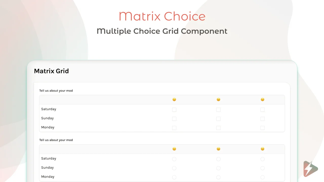 Matrix Choice ⚡️ Multiple Choice Grid plugin screenshot