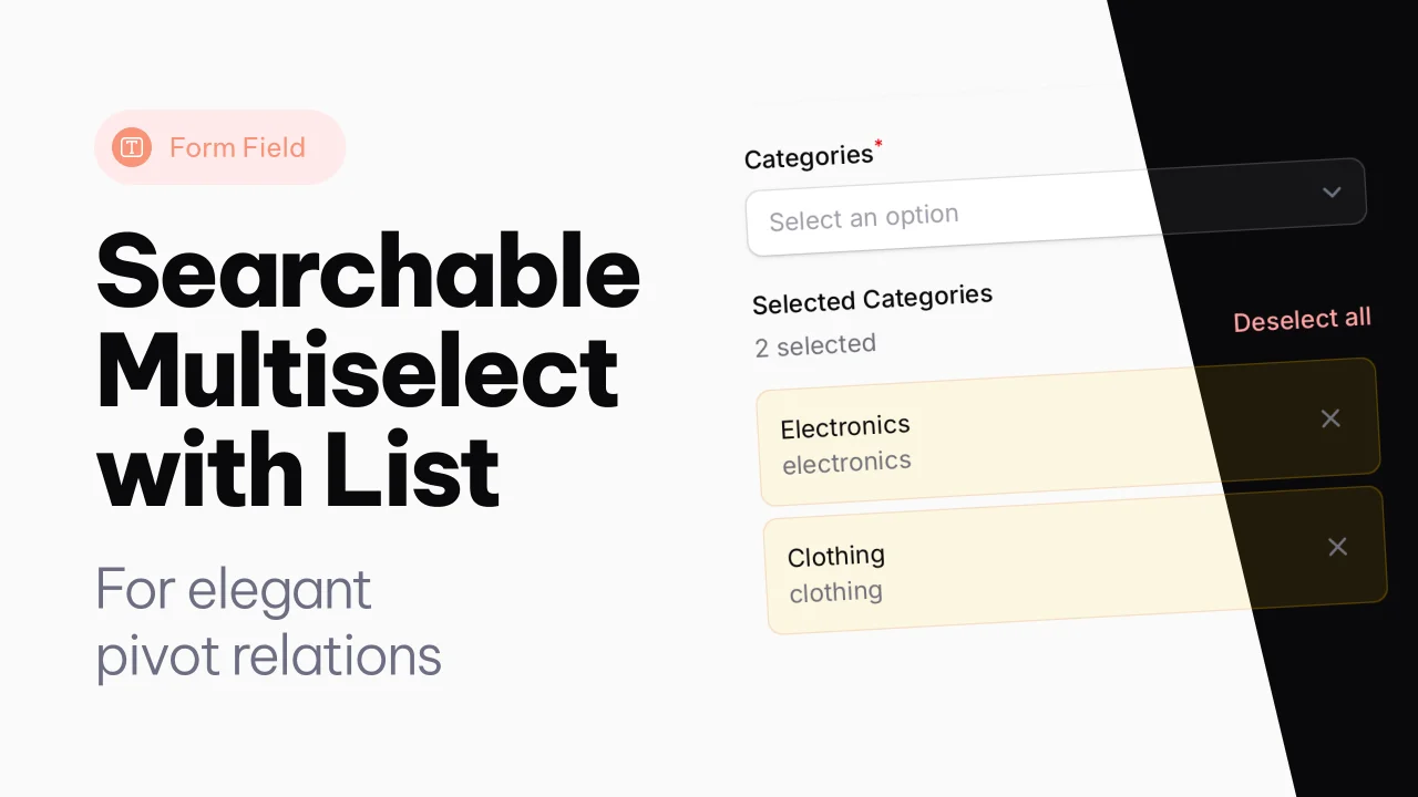 Searchable Multiselect with List plugin screenshot