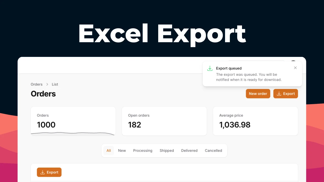 Excel Export plugin screenshot