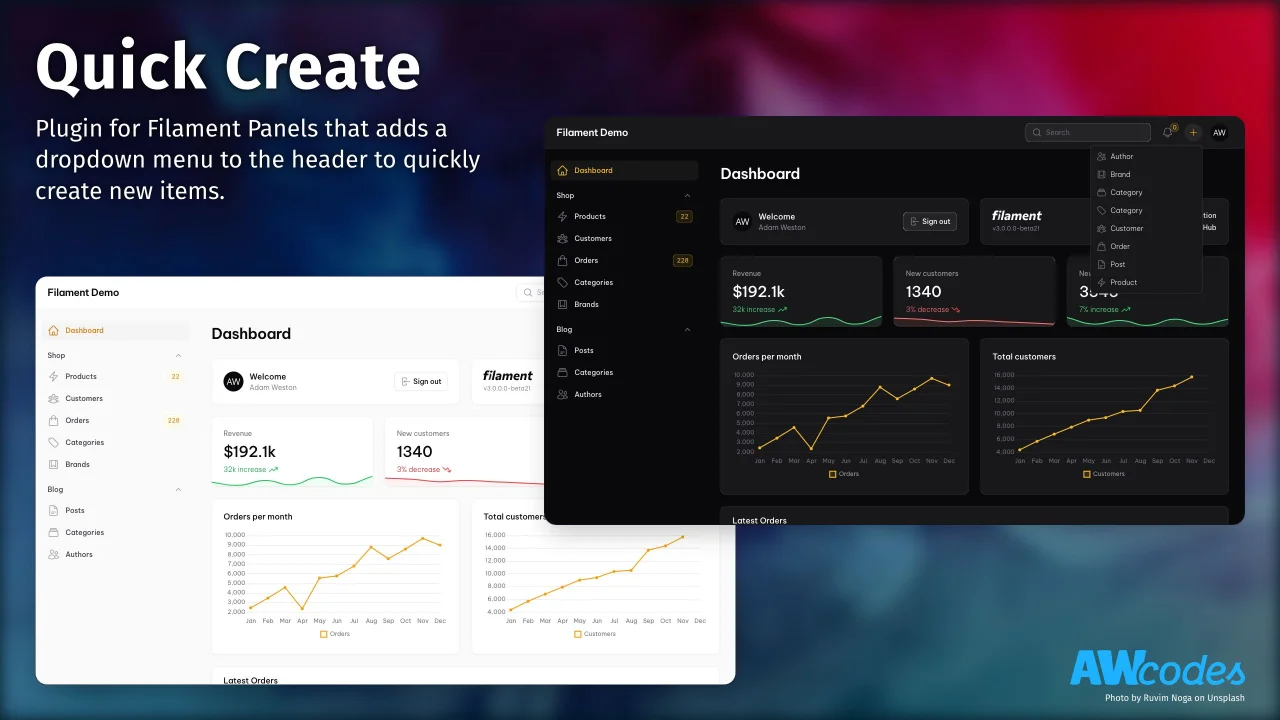 Quick Create plugin screenshot