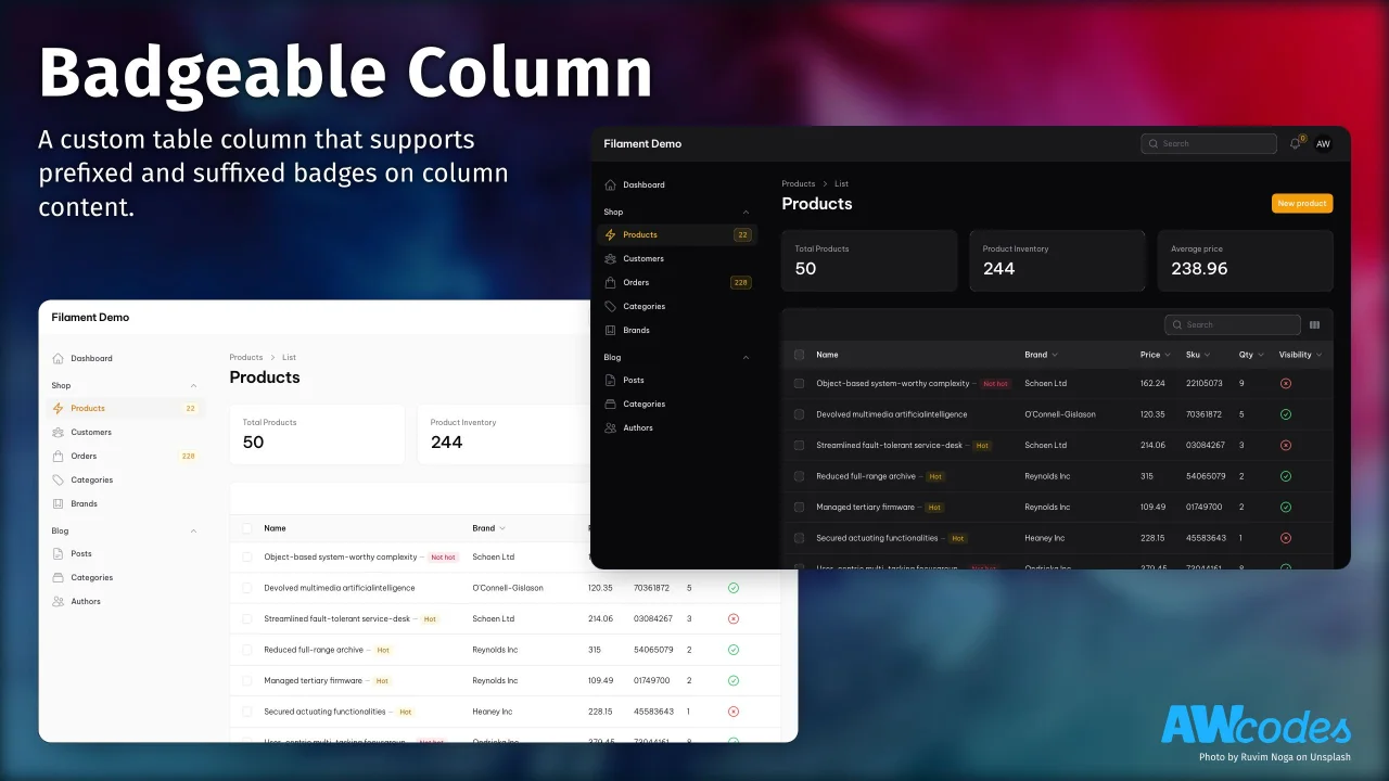 Badgeable Column plugin screenshot