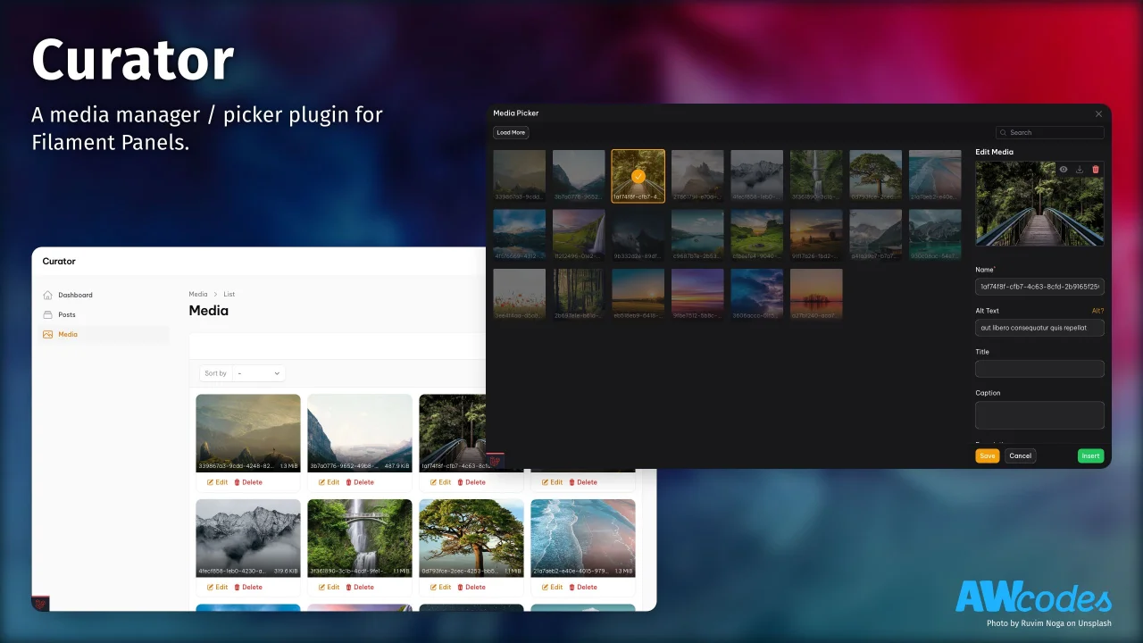Curator plugin screenshot