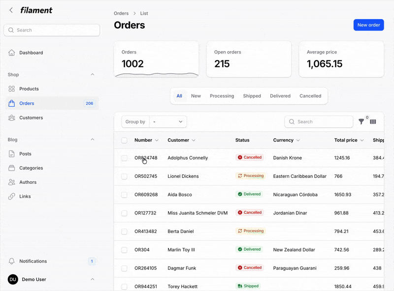 No Topbar Layout Screenshot