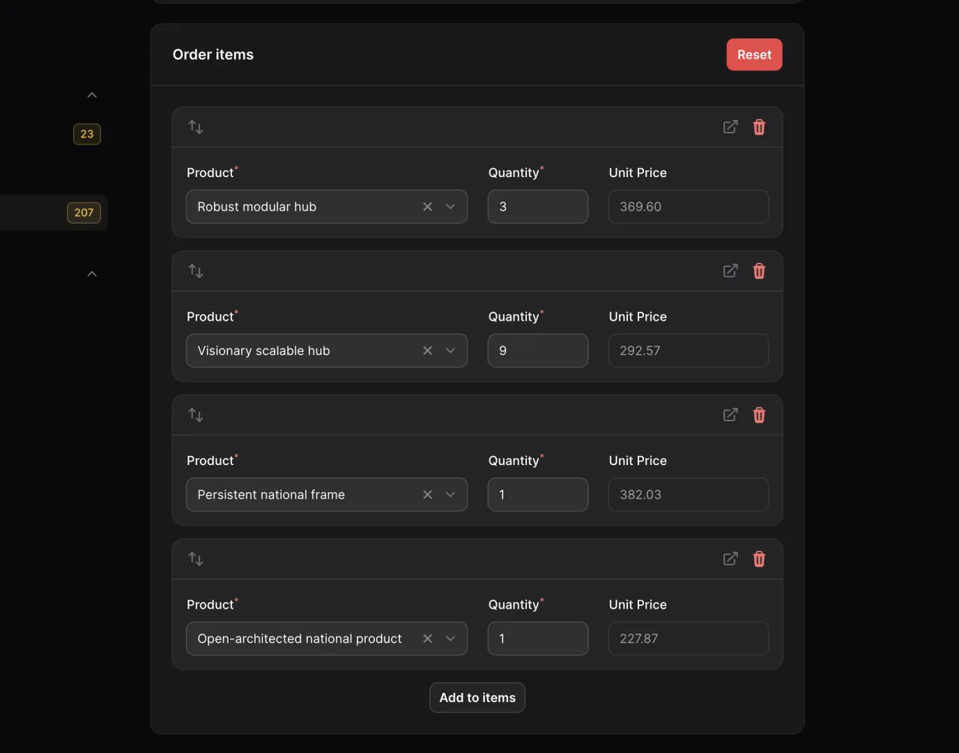 A screenshot of a Repeater using an item action to open a new tab to the given item.