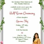 Half Saree Ceremony Invitation with Custom Designs