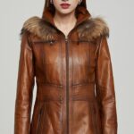 Women’s Long Brown Leather Coat – Style & Craft by Custom Jacket Maker