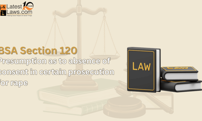 Bharatiya Sakshya Adhiniyam, 2023 – Section 120: Presumption as to Absence of Consent in Certain Prosecutions for Rape