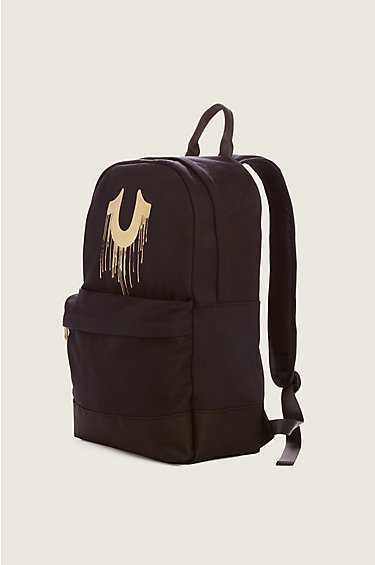 black and gold true religion backpack