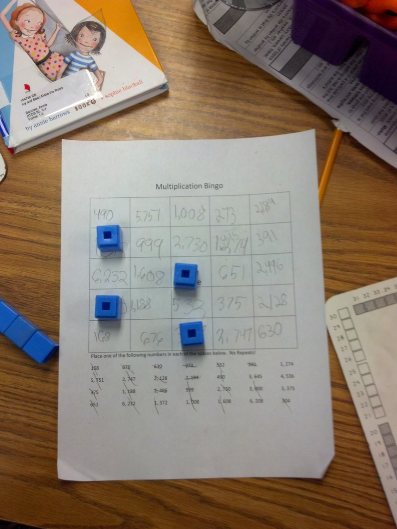Fourth grade Lesson Multiplication Bingo - Game Day 2