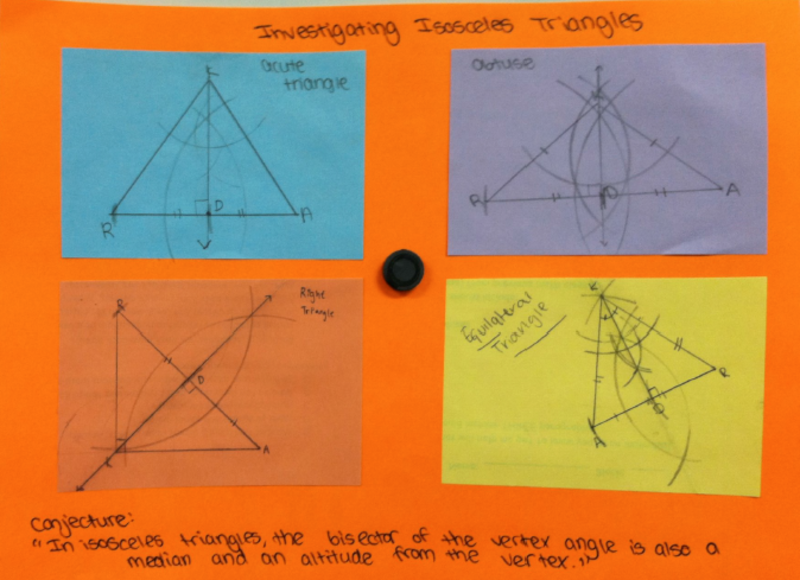 Ninth grade Lesson Proving Isosceles Triangle Conjectures
