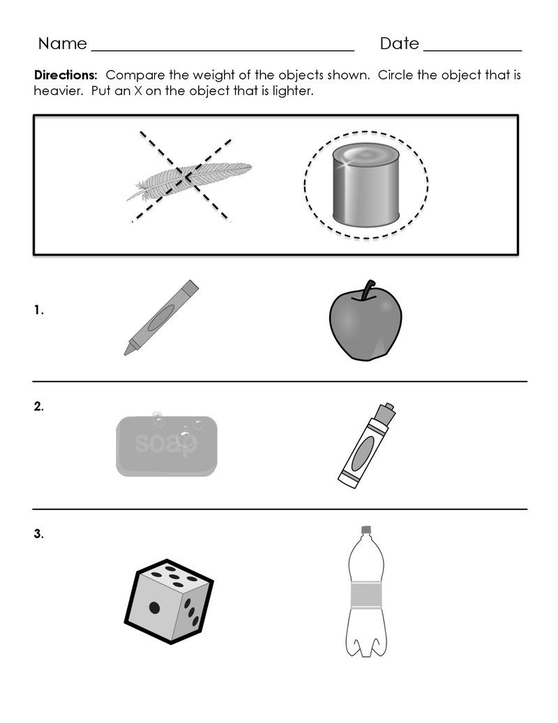 Kindergarten Lesson How Do We Measure? Comparing Weight Day 2