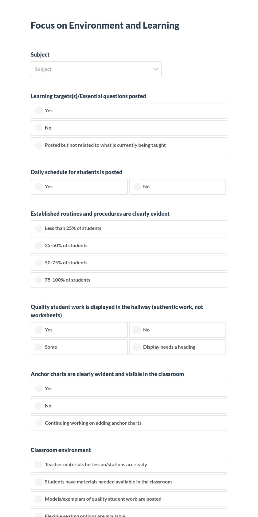 Classroom Walkthru Tool Preview