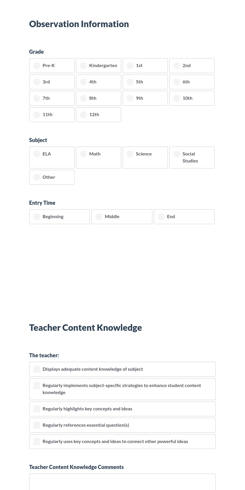 Teacher Content Knowledge Preview