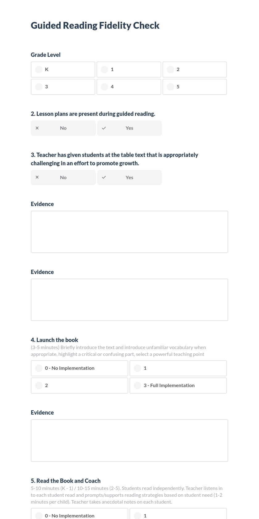 Guided Reading Fidelity Check Preview